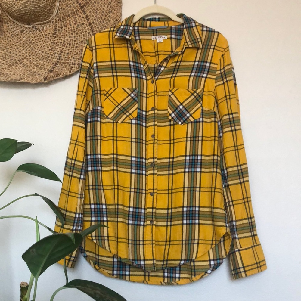 SOLD Mustard Plaid Button Up